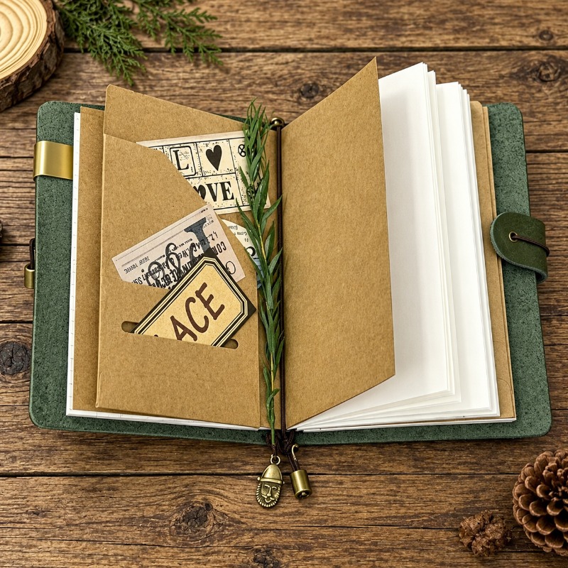 A7 A6 Pueblo Forest Green Fros - Vintage Leather Journal Notebook ulasan dan harga