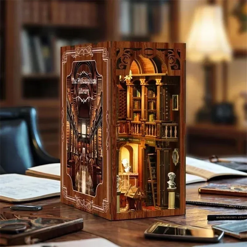 The philosophical Library Book - Diy Wooden Book Nook Kit Shelf Insert ulasan dan harga